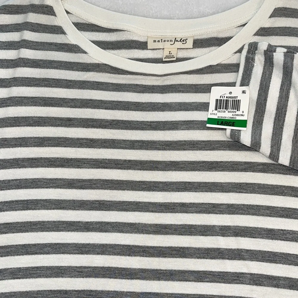 NWT Maison Jules Women’s Knit Shirt w/Bottom Lace & 3/4 Sleeve Size Large - Picture 9 of 10